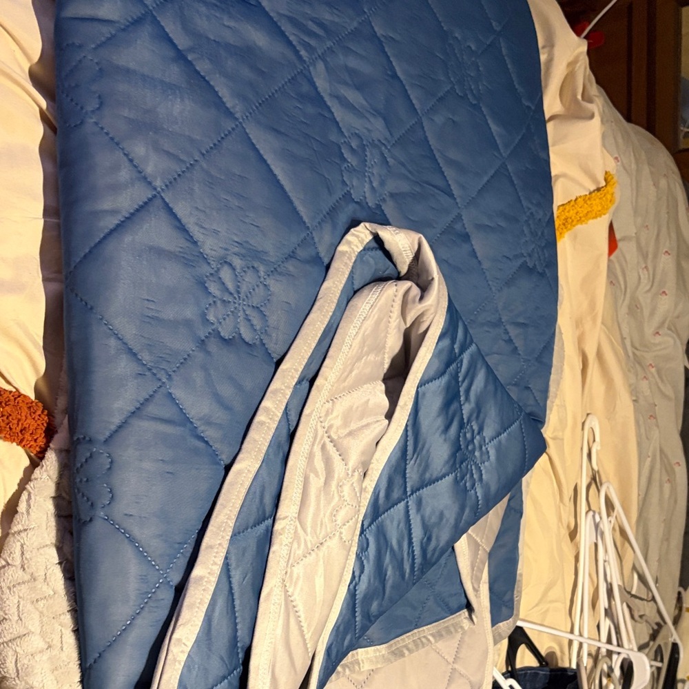 Blue and White Quilted Blanket